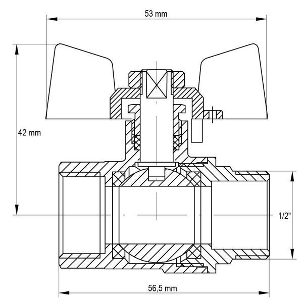 Кран кульковий 1/2" ГШМ ГАЗ (KOER KR.218.G) (KR0036) KR0036 фото