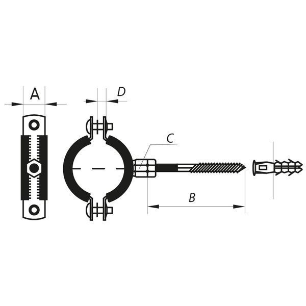 Хомут трубний оцинкований Koer KCB.20 1-1 /2" (47-51) чорний (KR2799) KR2799 фото