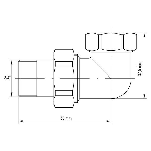 Зганяння американка 3/4 "кутовий Koer KR.342 (KR0143) KR0143 фото