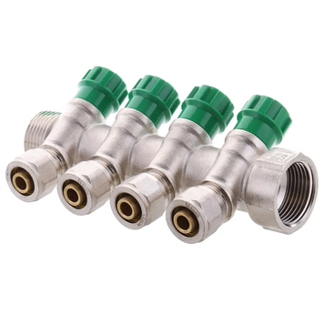Колектор вентильний з фитингом Koer KR.1124-4 1"x4 ways (KR2834) KR2834 фото