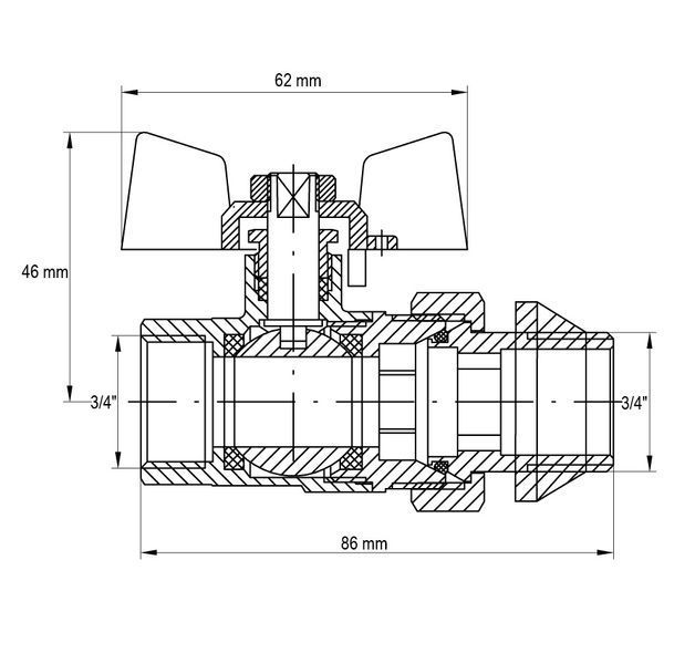 Кран з американкою 3/4" "антіпротечка"(Koer KR.227.W-Gi) білий (KR0192) KR0192 фото