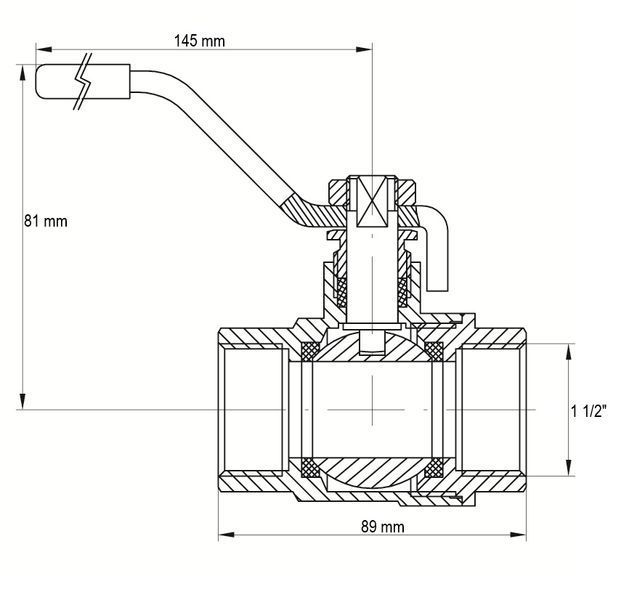 Кран кульовий Koer 1 1/2" ГГР газ (KR.214.G) (KR0136) KR0136 фото