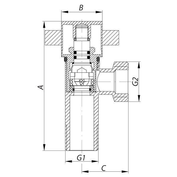Кран для підключення сантехприладів Koer 1/2x1/2 (KR.517) (KR0108)